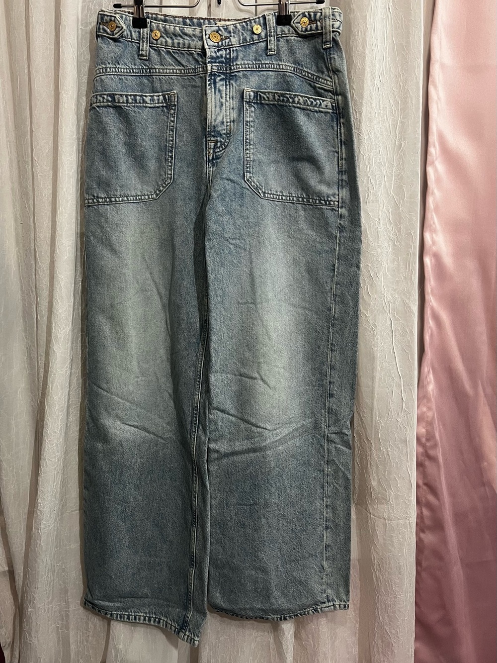 We The Free Faded Light Blue Wide-Leg Jeans